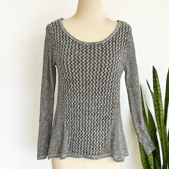 By&By Loose Houndstooth Knit Sweater Size L High Low Hem Long Sleeve Pullover - Picture 1 of 9